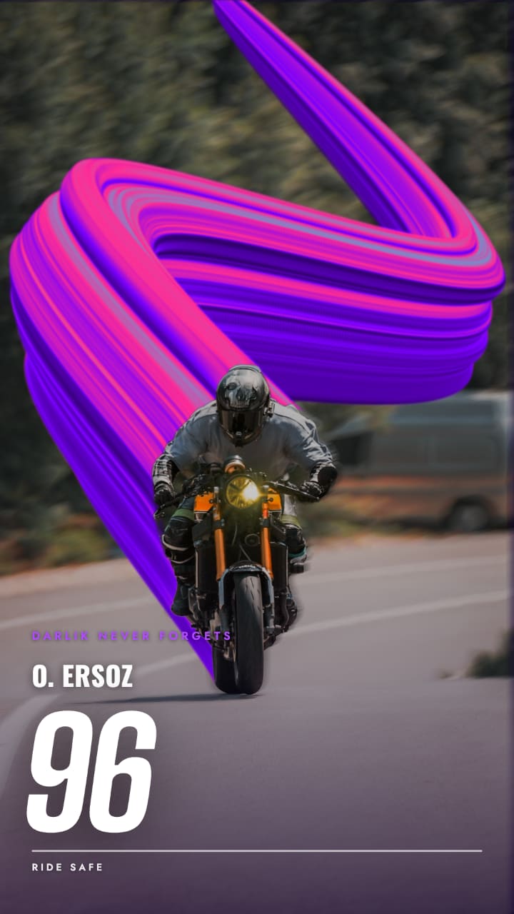 hız efekti (motion blur) verilmiş fotoğraf — Motion Blur ile yapıldı, otto96: O. Ersöz 96 — mor kurdele ve ride safe. Motion blur ile story posteri.