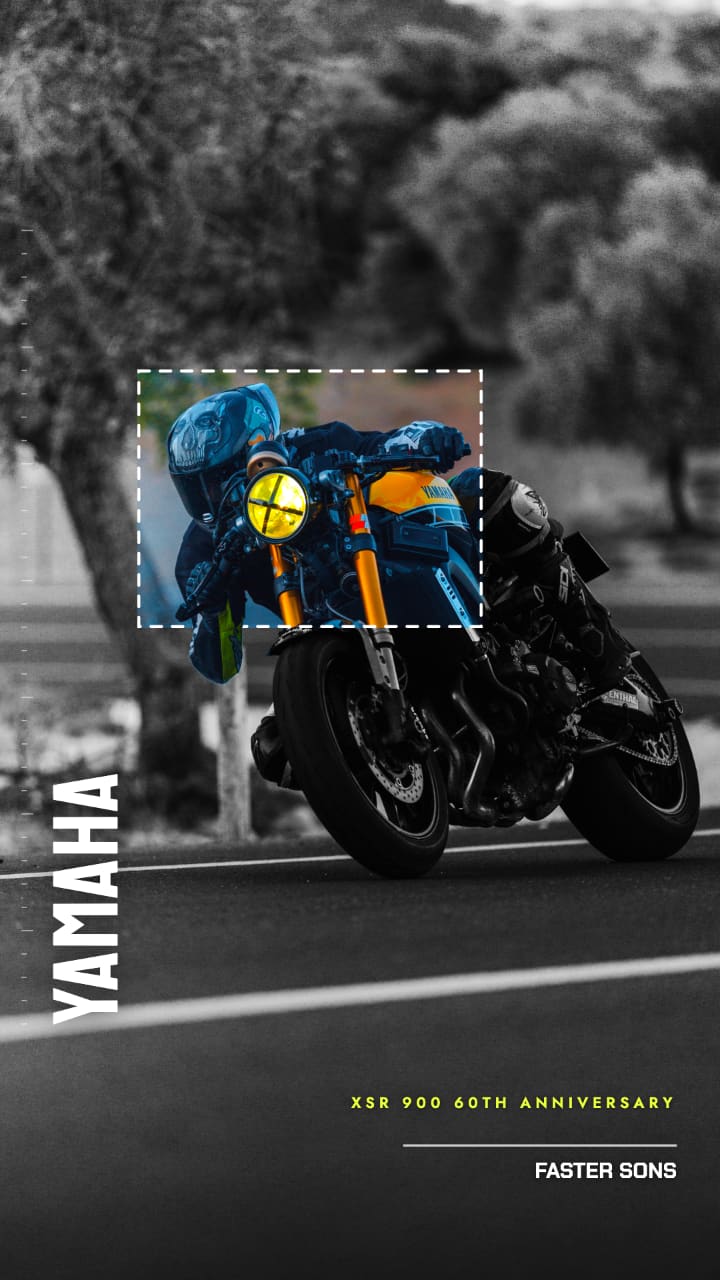 background blur region effect photo — Made with Region Mask, otto96: YAMAHA XSR 900 60th Anniversary — faster sons. Seçili bölge renkli, gerisi gri.